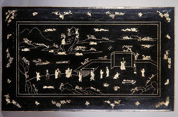 Kang bordplate (innsatt lakkert tre med bein) (se også 272139) av Ming Dynasty Chinese School