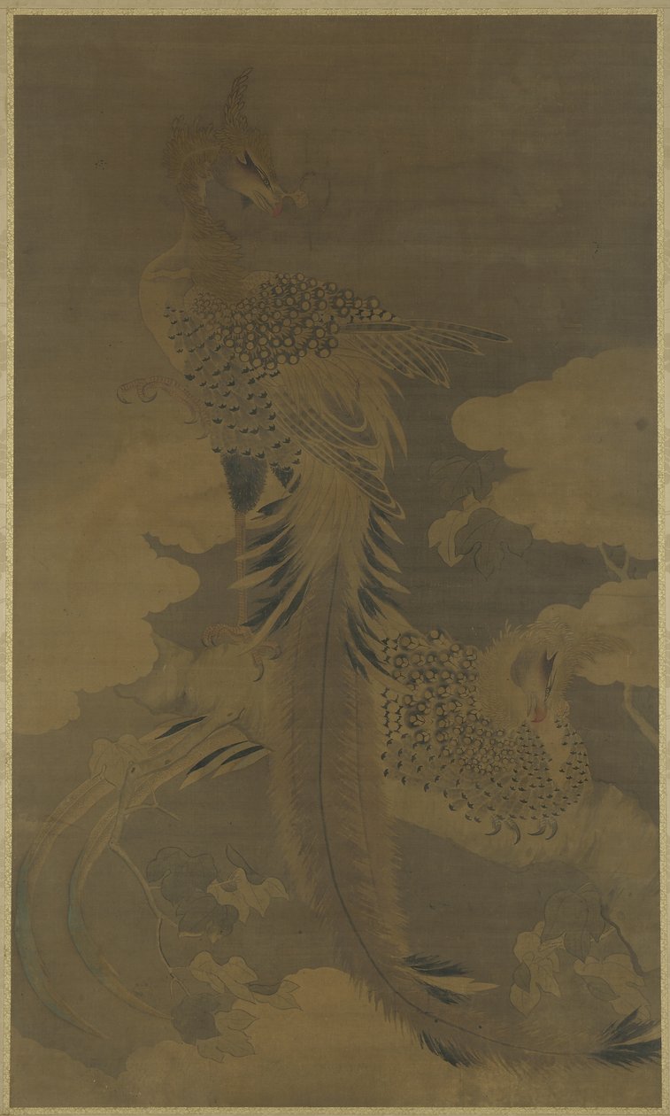 Føniks på et Paulownia-tre, ca. 1500 av Ming Dynasty Chinese School