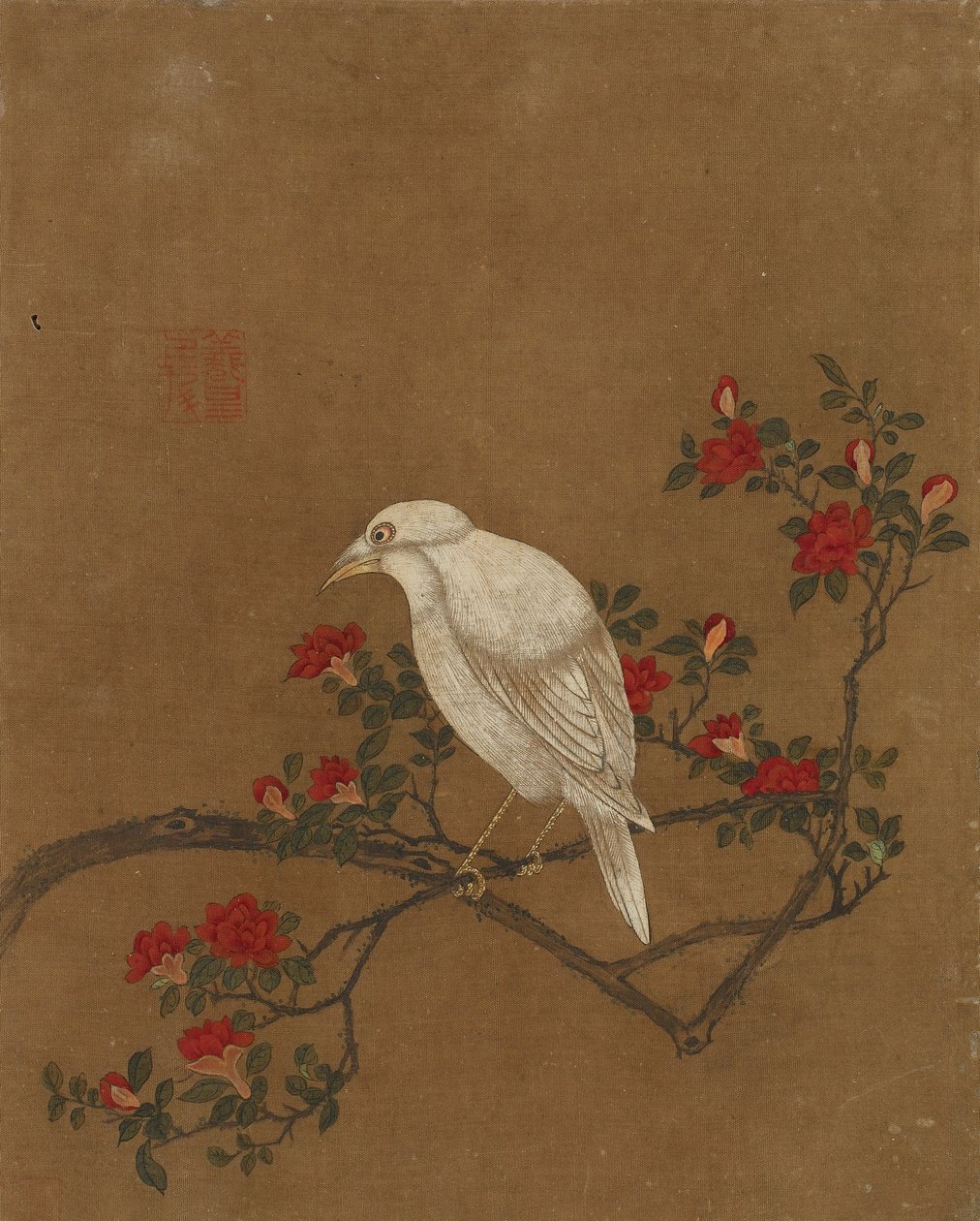 Ti bilder av fugler og blomster (farge på silke) av Ming Dynasty Chinese School