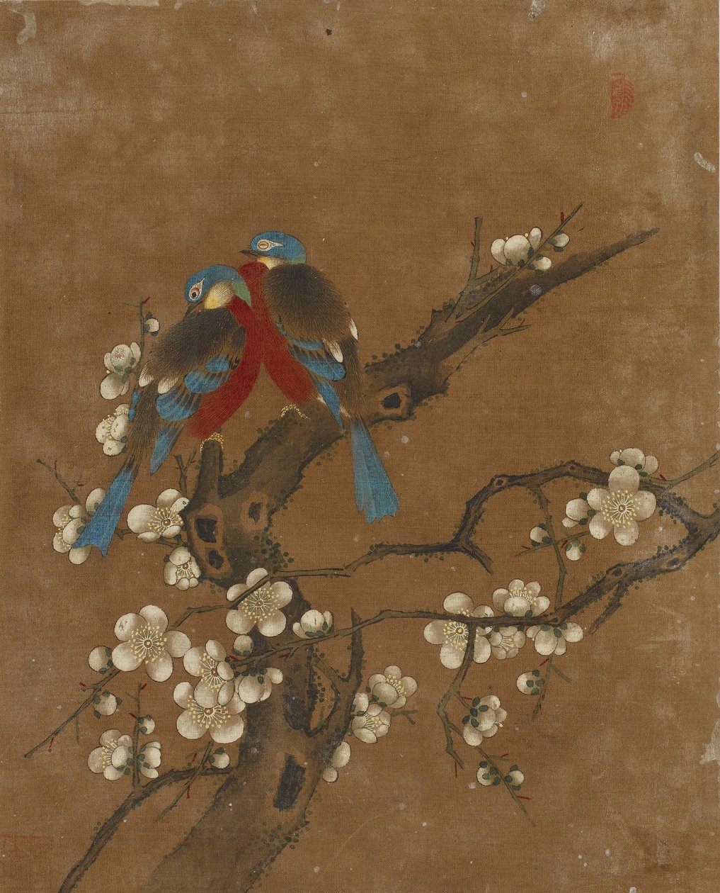 Ti bilder av fugler og blomster (farge på silke) av Ming Dynasty Chinese School