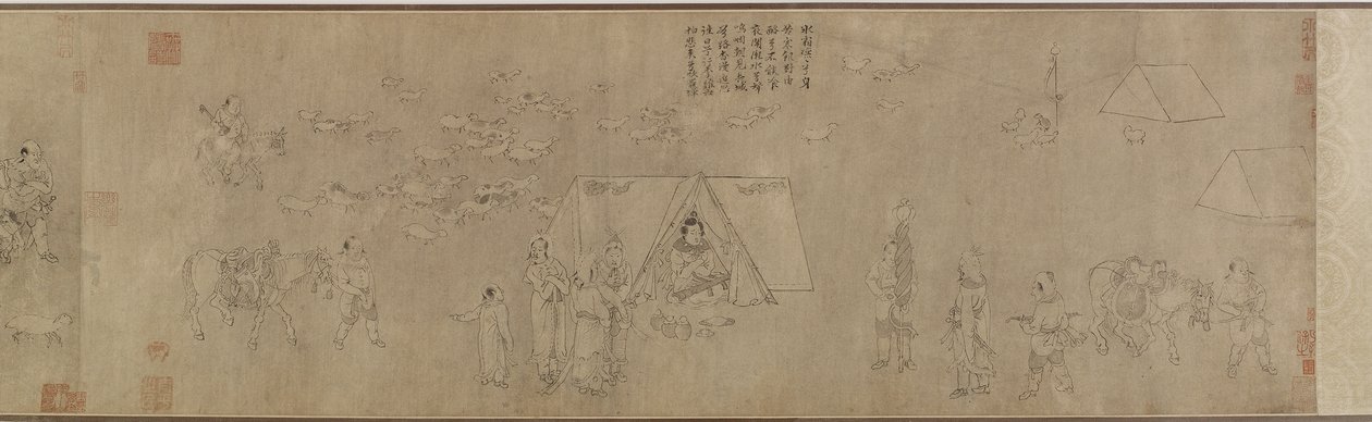 Cai Wenjis fangenskap, 1300-1400-tallet (blekk på papir) av Ming Dynasty Chinese School
