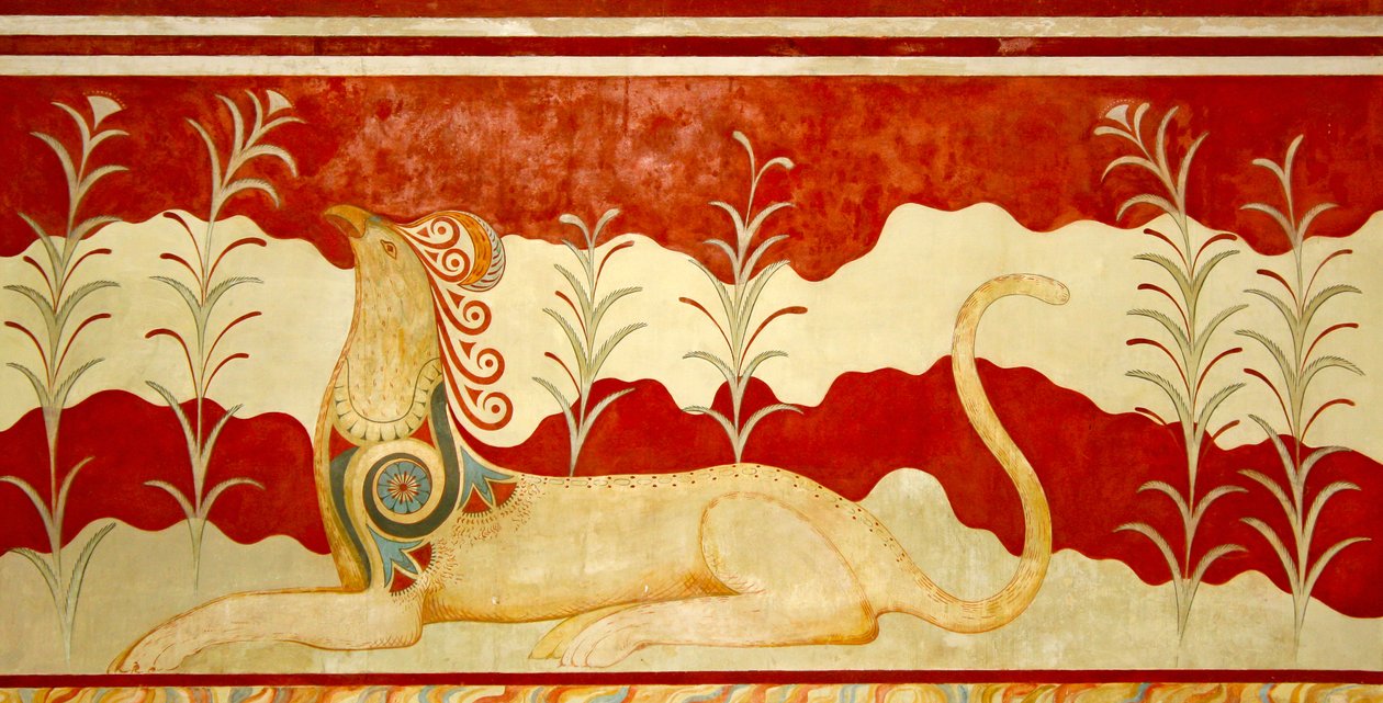 Griffin vendt mot tronen, Throne Room, Knossos, Kreta 1550-1450 f.Kr. av Minoan