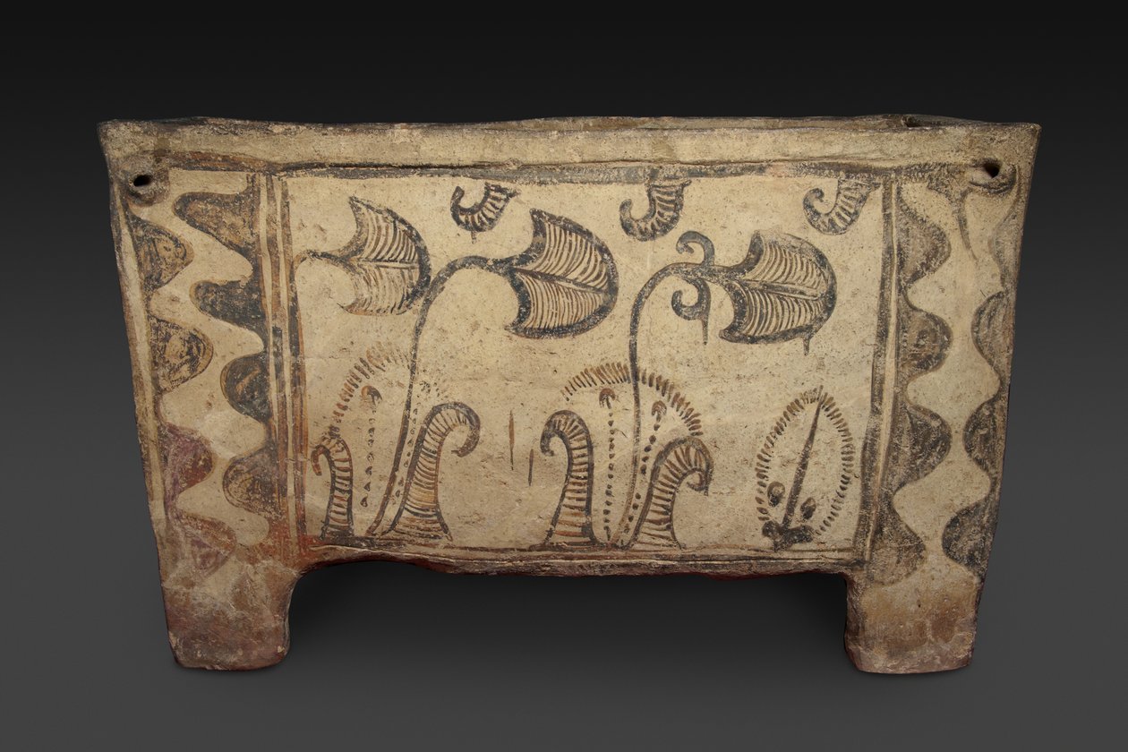 Malt kiste, Knossos, Kreta, ca. 1500 f.Kr. (malt keramikk) (for bakside se 419818) av Minoan