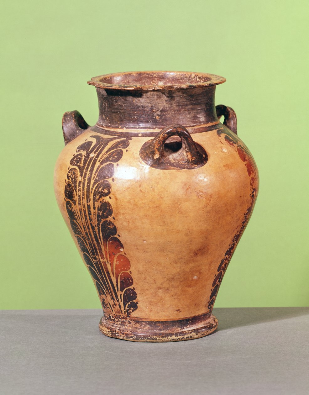 Små pithos med stilisert bladmønster, 1500-1400 f.Kr. (keramikk) av Minoan