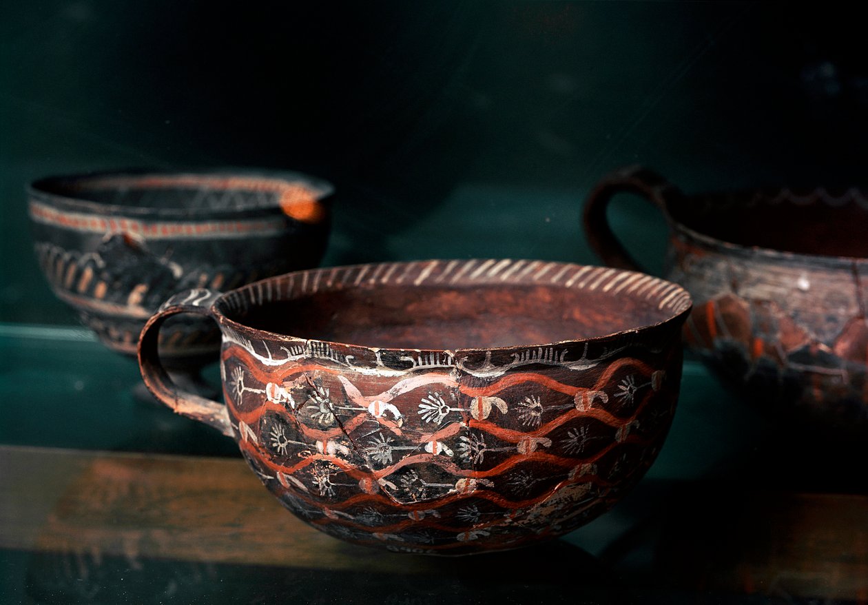 Minoisk kunst: keramisk kopp fra Kamares (Kreta) perioden protopalatiale (2100 til 1650 f.Kr.), fra Cnossos. Heraklion, arkeologisk museum av Minoan