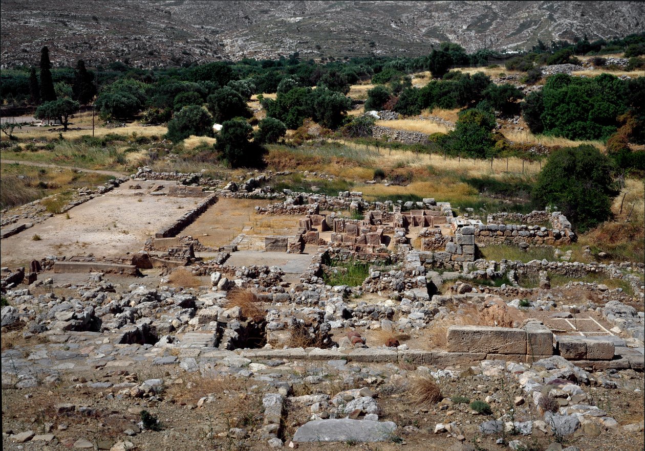 Minoisk sivilisasjon: utsikt over ruinene av palasset til Zakros bygget rundt 1700-1650 f.Kr. Kreta av Minoan