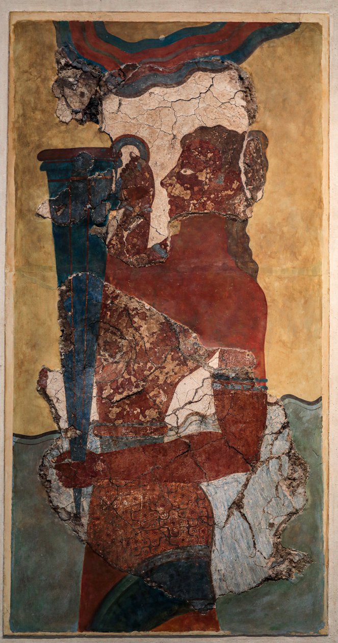 Detalj av en minoisk fresco: "Koppbæreren" av Minoan