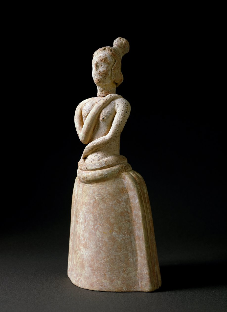 Minoisk kunst: terrakottafigur av kvinne i en holdning av tilbedelse. Fra helligdommen til Piskokephalo på Kreta. 1700-1450 f.Kr. Dim. 24,6 cm Heraklion, arkeologisk museum av Minoan
