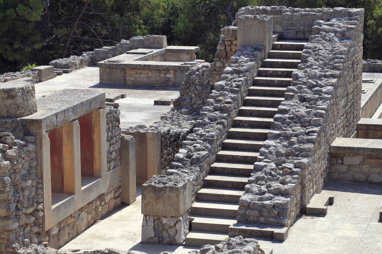 Orientalsk del av palasset til kong Minos på Knossos mellom dronningen megaron og den sentrale domstolen. Kreta. 1600-1450 f.Kr av Minoan