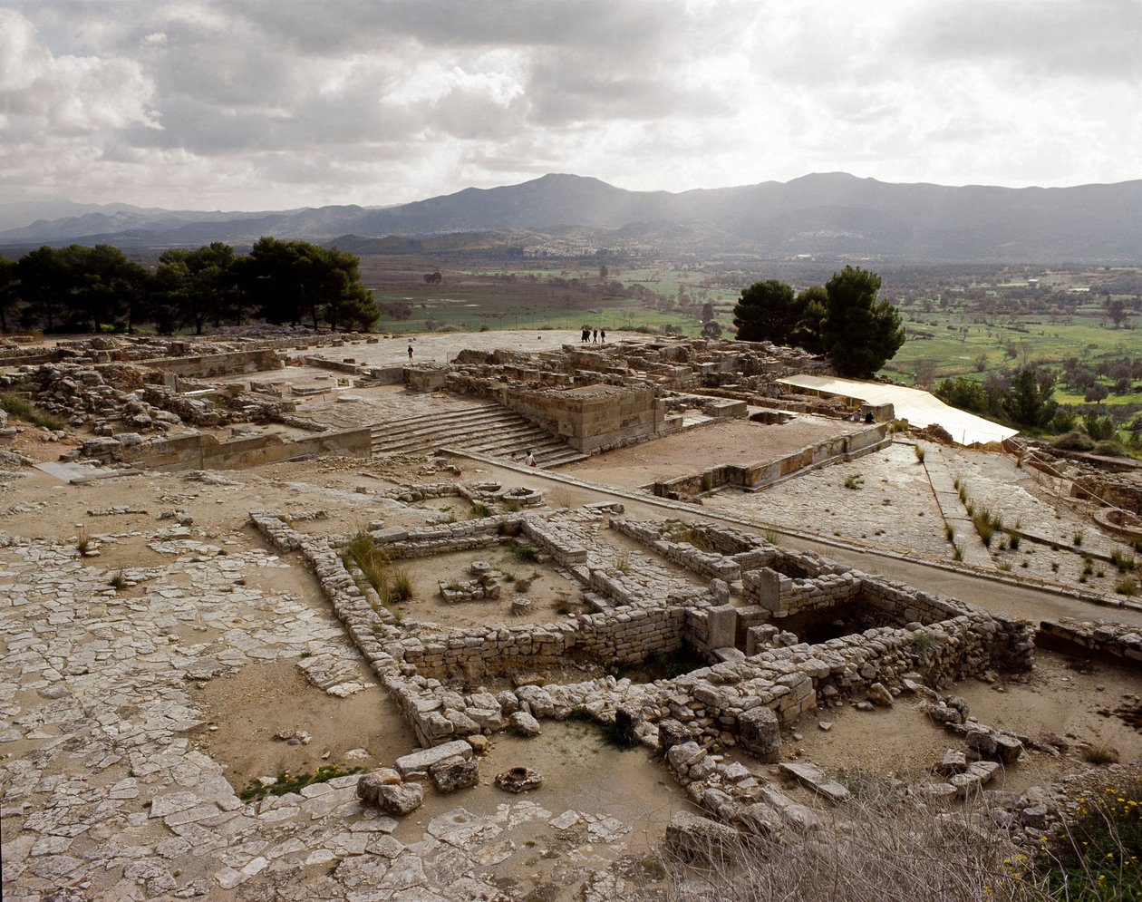 Utsikt over ruinene av Phaistos, 2700-1200 f.Kr av Minoan