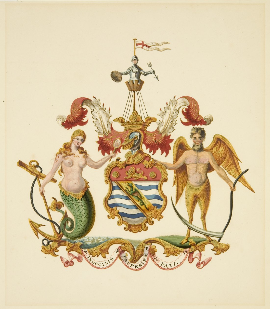 Arms of the Society of Merchant Venturers, ca. 1830 (blyant og akvarell på papir) av Miss (attr.to) Braikenridge