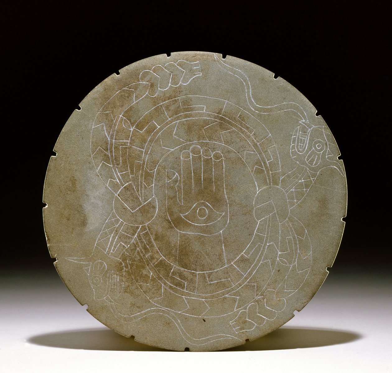 Palettstein, Moundville, 1200-1500 (se også 422910) av Mississippian culture