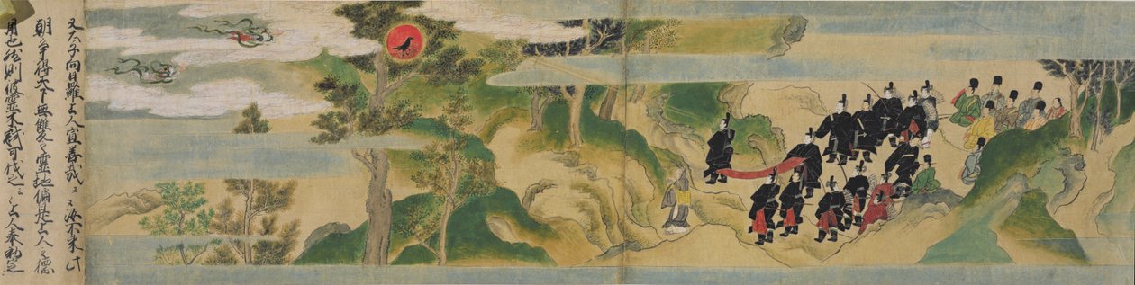 Historien om grunnleggelsen av Geppoji-tempelet, Muromachi-perioden, ca. 1495 (blekk, farge og gull på papir) av Mitsuyoshi Tosa