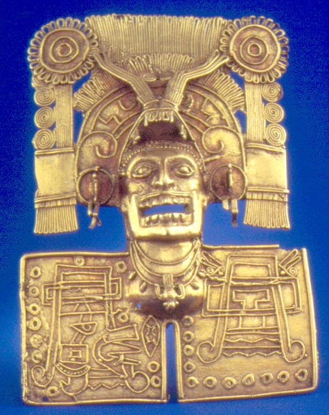 Mictlantecuhtli pectoral (gull) av Mixtec