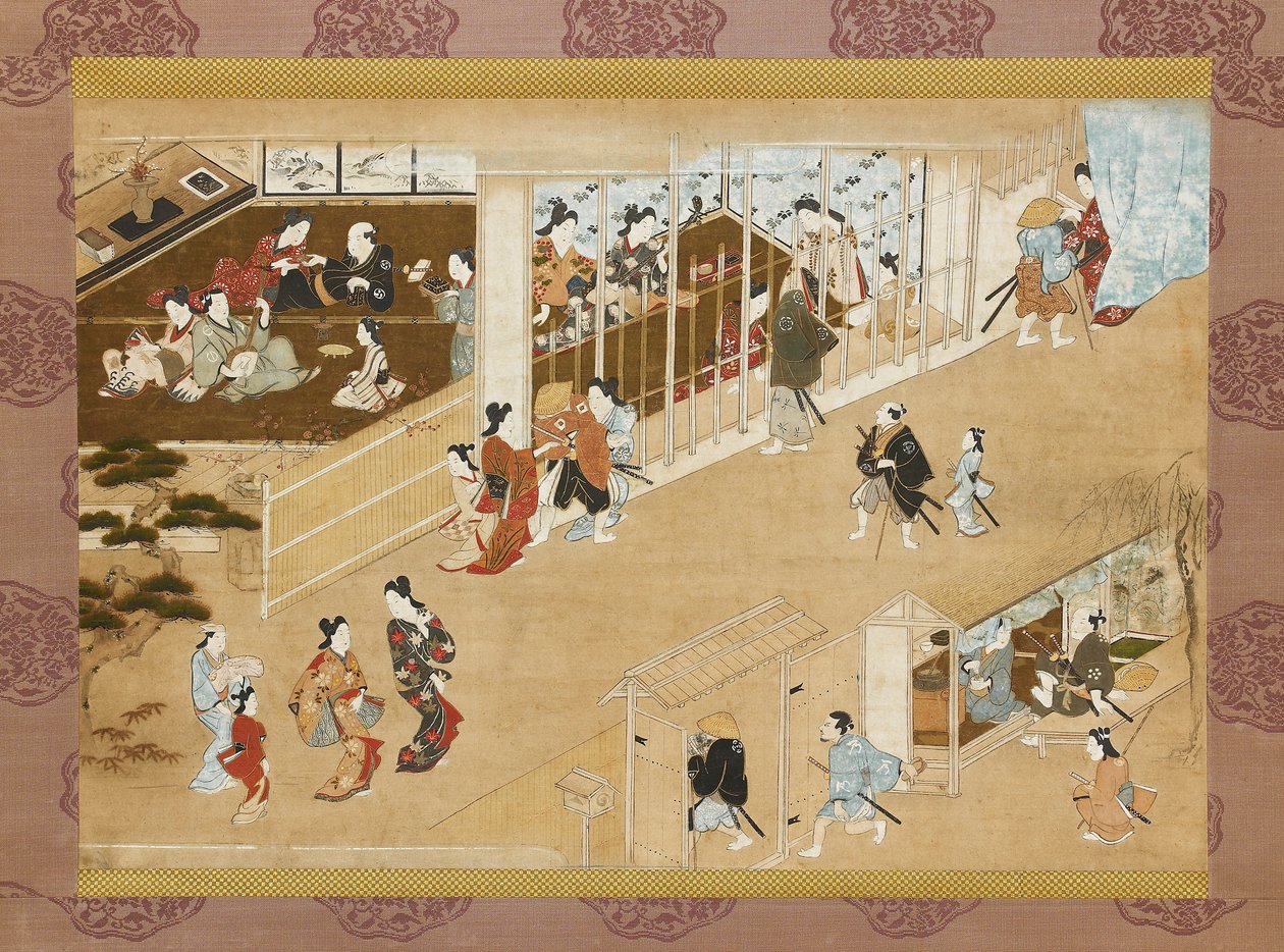 Yoshiwara fornøyelseskvarter, c1670-c1685 av Miyagawa Chōshun