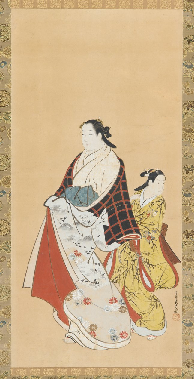 Yujo og hennes understudy kamuro, 1700-tallet. av Miyagawa Chōshun