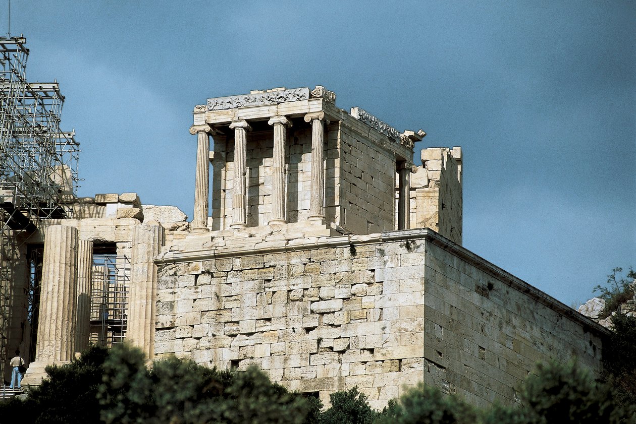 Temple of Athena Nike, designet av Mnesicles og Calicrates på 500-tallet f.Kr., Akropolis i Athen, Hellas (bilde) av Mnesikles Mnesikles