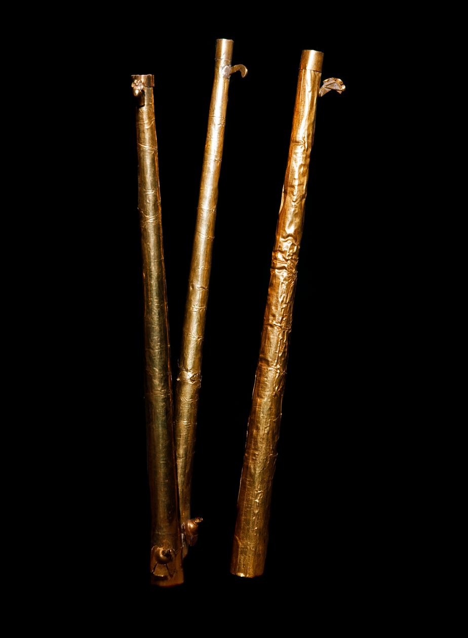 Pre-colombiansk kunst, Mochica-kultur (Ugly, mochica): gullsarbacane. 200-500 aJC privat samling av Moche Moche