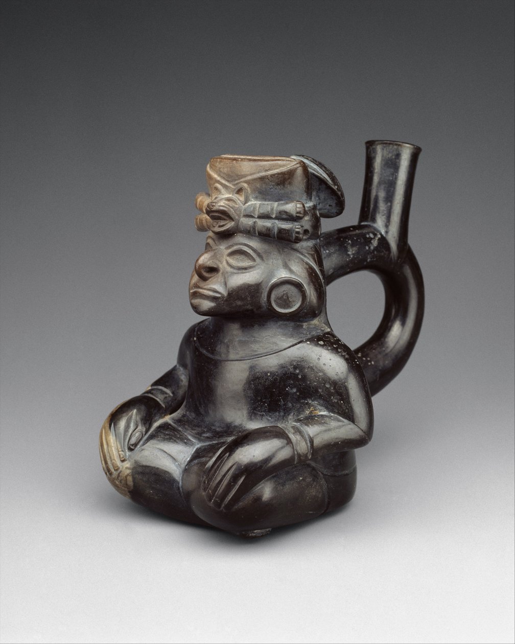 Sittende figurflaske, 2.–5. århundre (keramikk) av Moche Moche