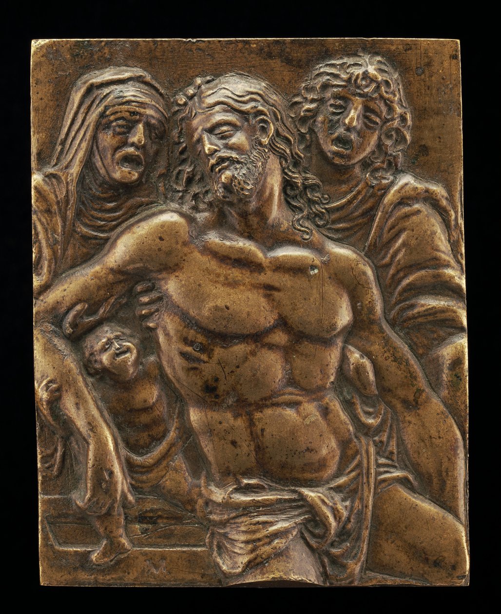 Kristus i graven, støttet av jomfruen, Johannes og en engel, 15081513. av Moderno