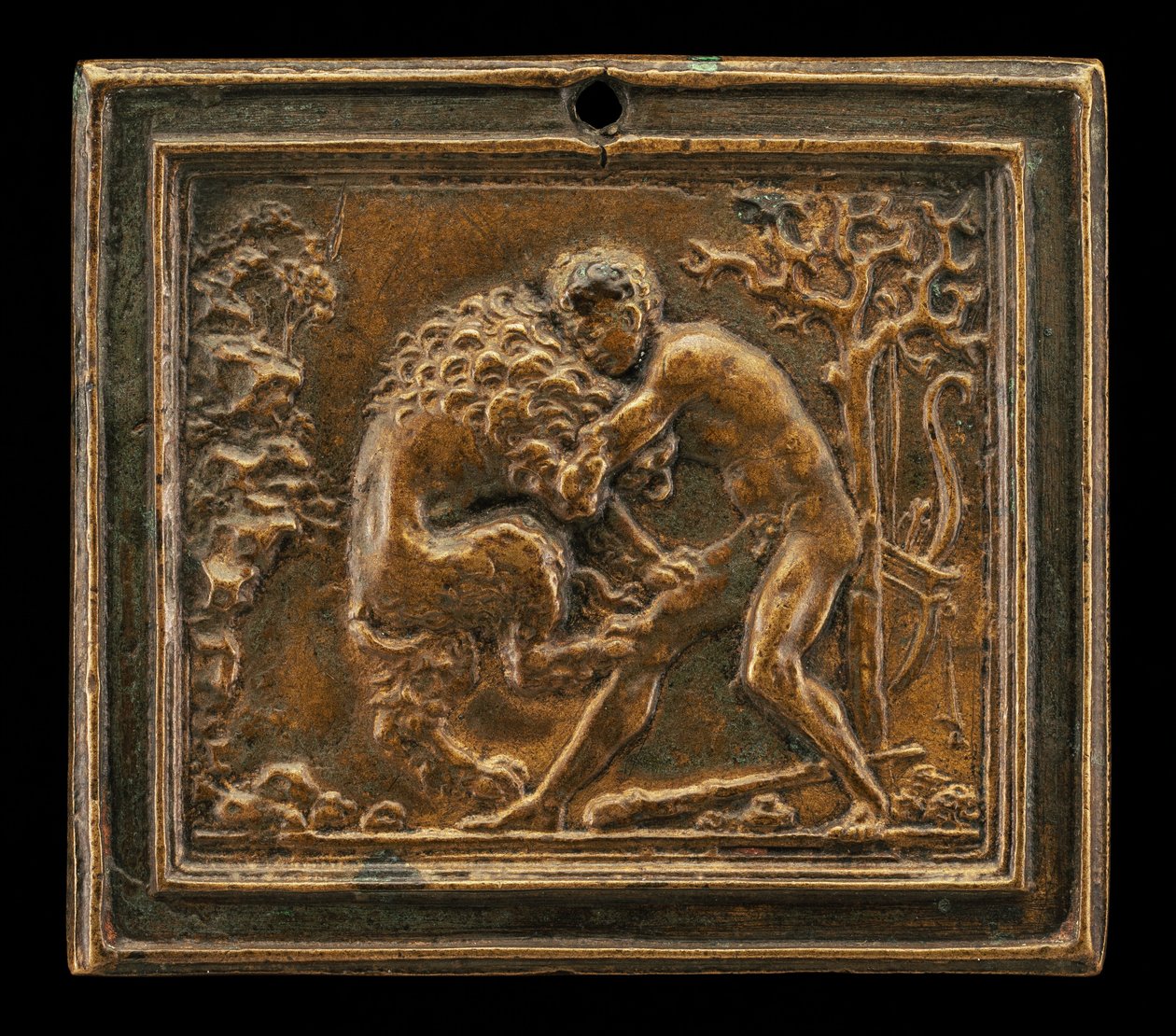 Hercules and the Nemean Lion, slutten av 1400-tallet - begynnelsen av 1500-tallet. av Moderno