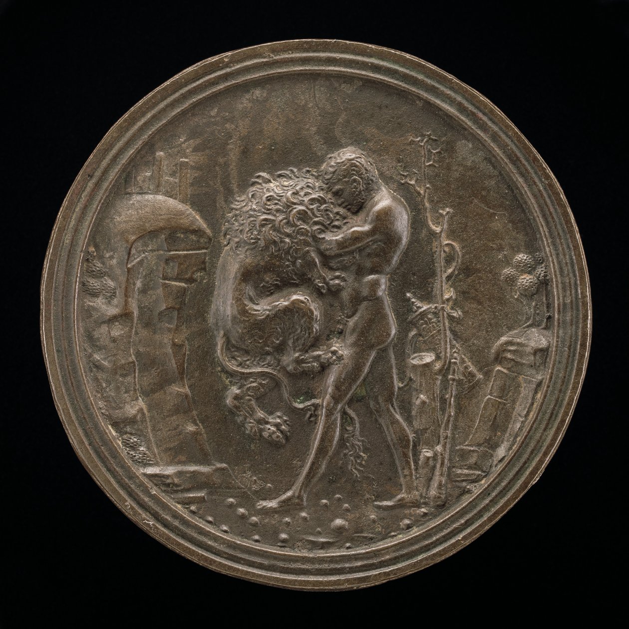 Hercules and the Nemean Lion, slutten av 1400-tallet - begynnelsen av 1500-tallet. av Moderno
