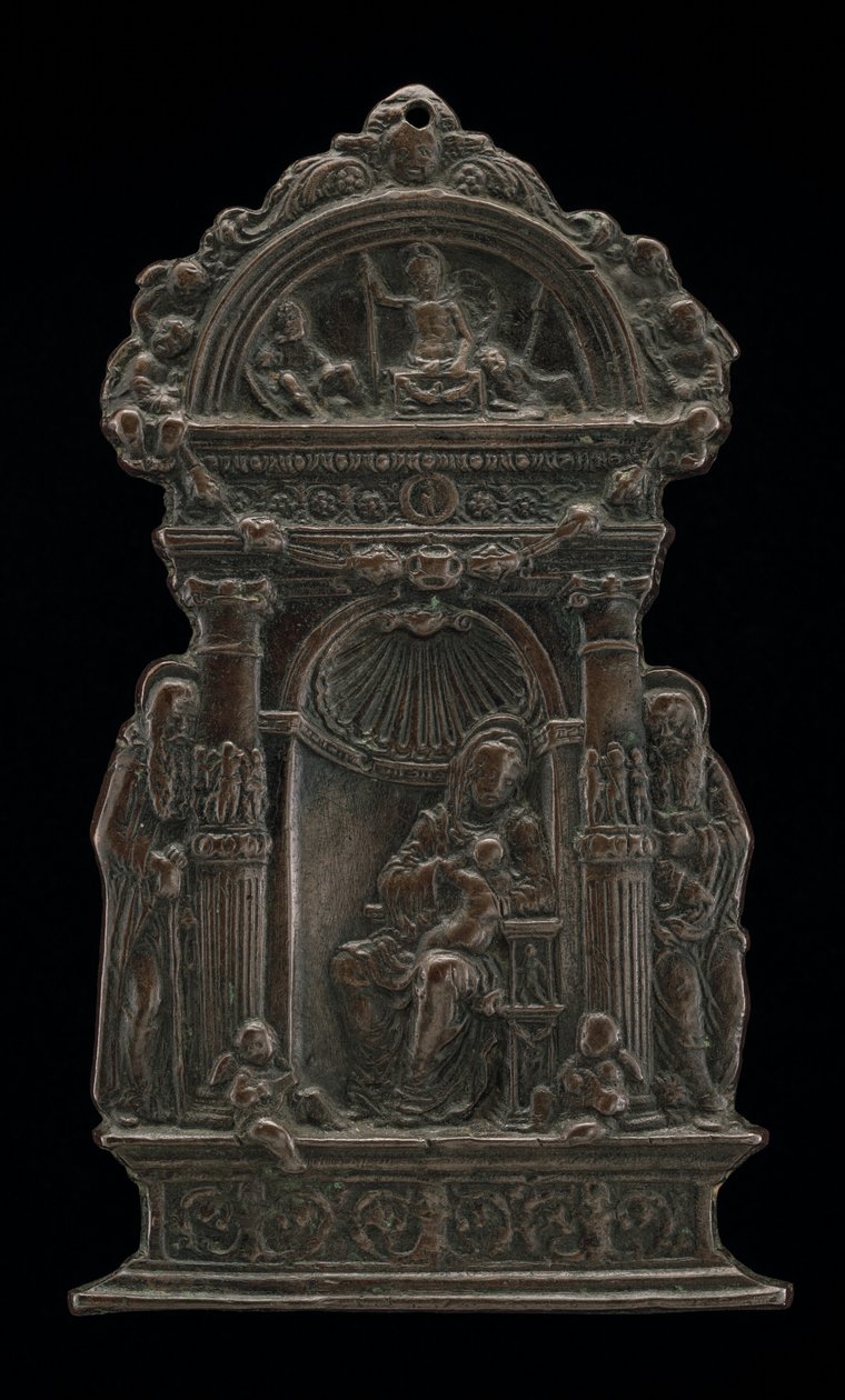 Madonna og barn tronet med Saint Anthony Abbed og Saint Jerome, 1490. av Moderno