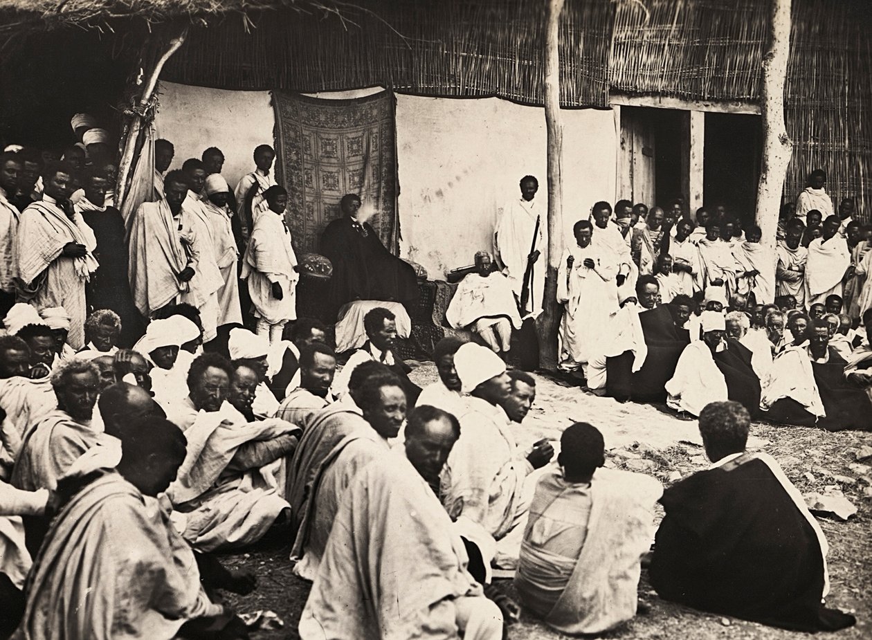 Building an Empire i den fascistiske tidsalderen: Abyssinian Court, 09/05/1936 (s/hv-bilde) av Modestino Baldinetti