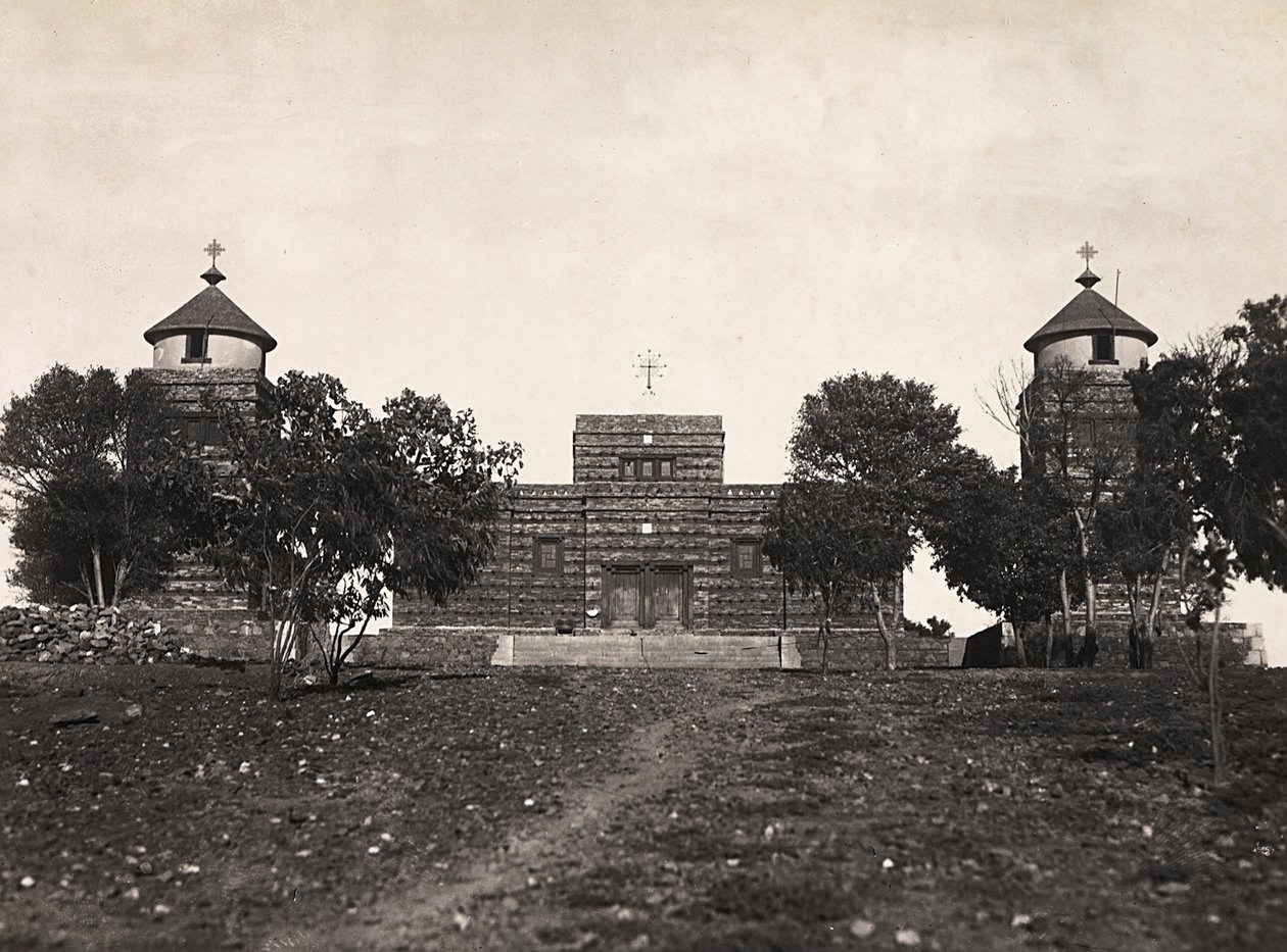 'Building an Empire' i den fascistiske tidsalderen: en abyssinisk kirke i Asmara, 09/05/1936 (s/hvitt-bilde) av Modestino Baldinetti