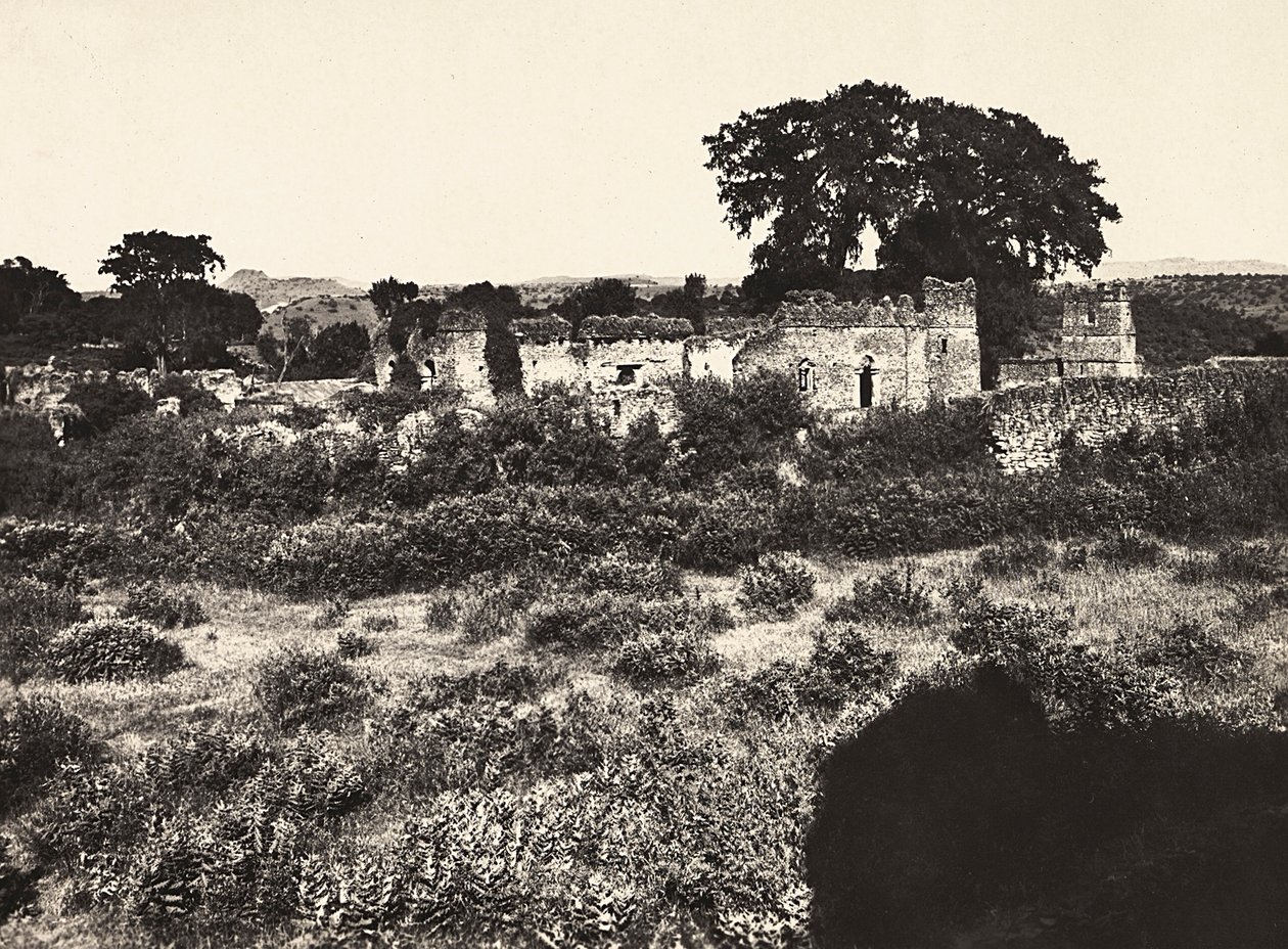 Bygge et imperium i den fascistiske tidsalderen: Slottet til kong Fasiladas i Gondar, Etiopia, 09.05.1936 (s/hvitt-bilde) av Modestino Baldinetti
