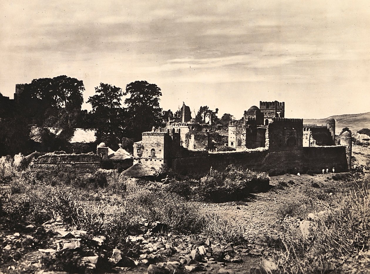 Bygge et imperium i den fascistiske tidsalderen: Slottet til kong Fasiladas i Gondar, Etiopia, 09.05.1936 (s/hvitt-bilde) av Modestino Baldinetti