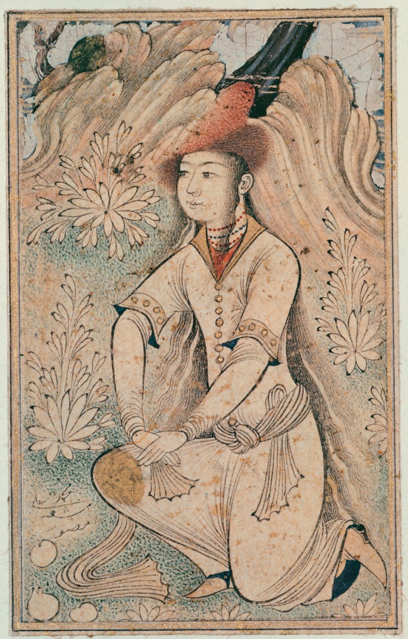 Jente med pelshette, Qazvin-skolen, Safavid-dynastiet av Mohammedi