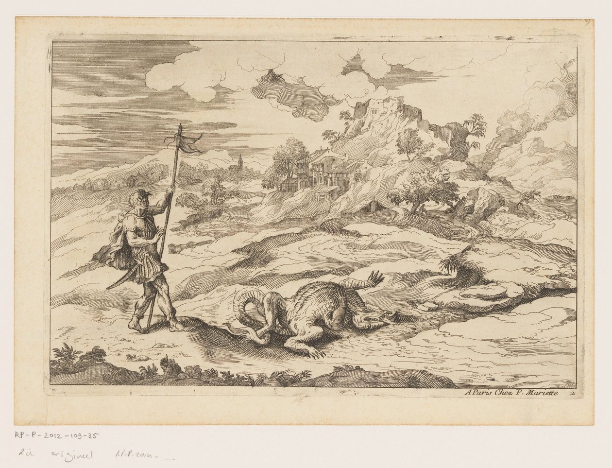 Landskap med George og dragen Landskap etter Titian (serietittel) av Moise Jean Baptiste Fouard