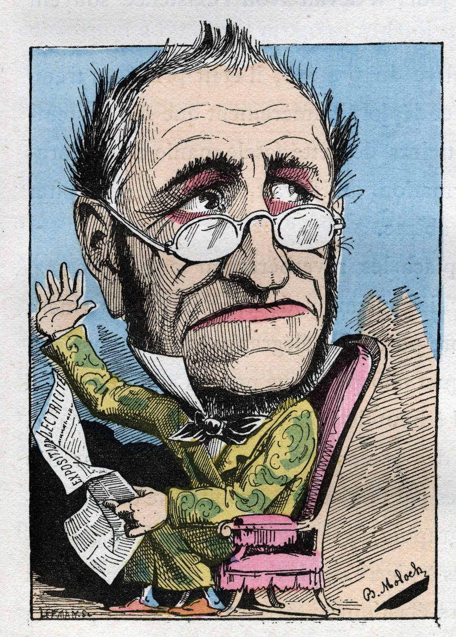 Allegori om en kurator fra 1800-tallet i "" Le Trombinoscope"" av Touchatout, tegneserie av B. Moloch fra 1882 (1849-1909). Privat samling. av Moloch