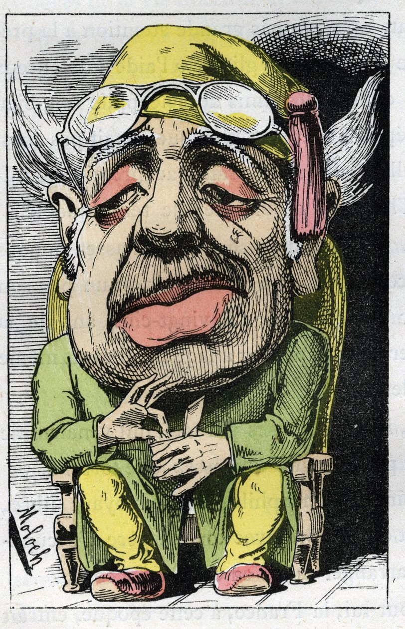 Allegory of a Cuckold på 1800-tallet i "" Le Trombinoscope"" av Touchatout, tegneserie av B. Moloch fra 1882 (1849-1909). Privat samling. av Moloch