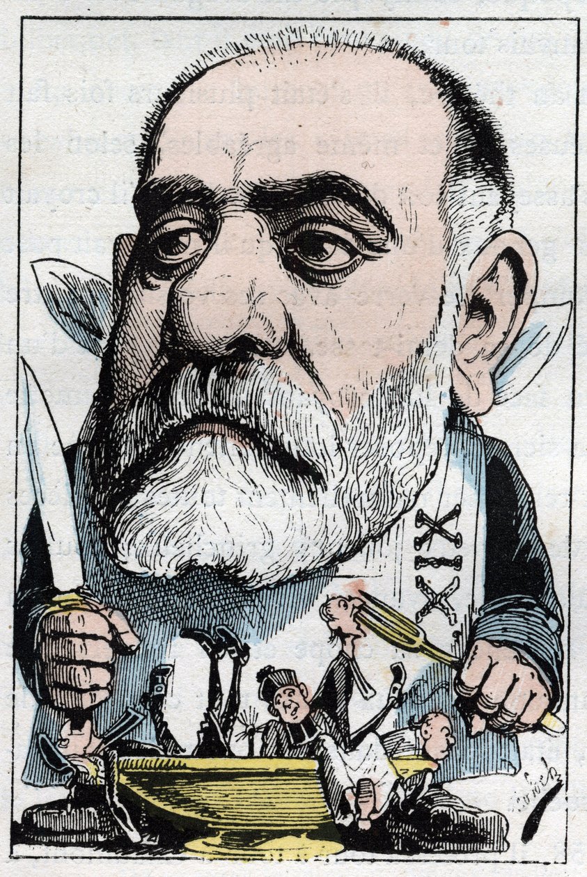 Cartoon depicting dramatic critic Francisque Sarcey (1827-1899 av Moloch