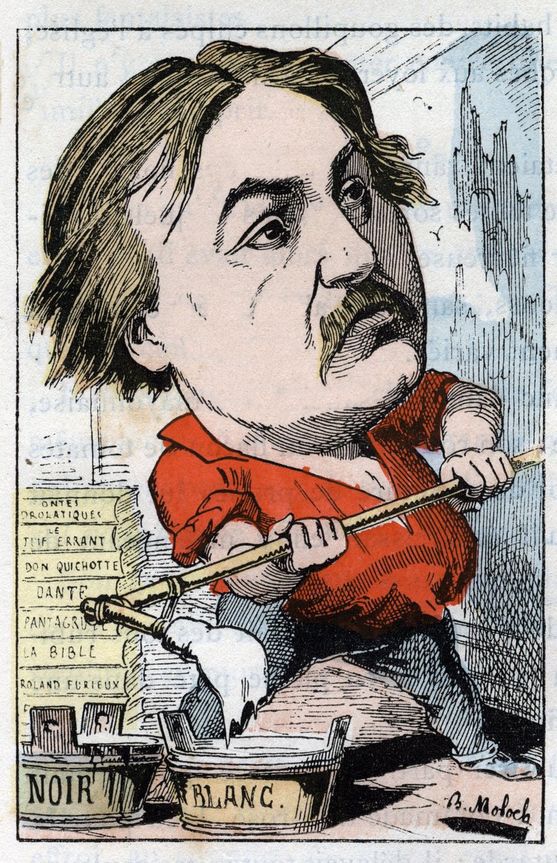 Portrett av Gustave Dore, tegneserieskaper og gravør 1832-1883 i "" Le Trombinoscope"" av Touchatout, karikatur av B. Moloch fra 1882 (1849-1909). Privat samling. av Moloch