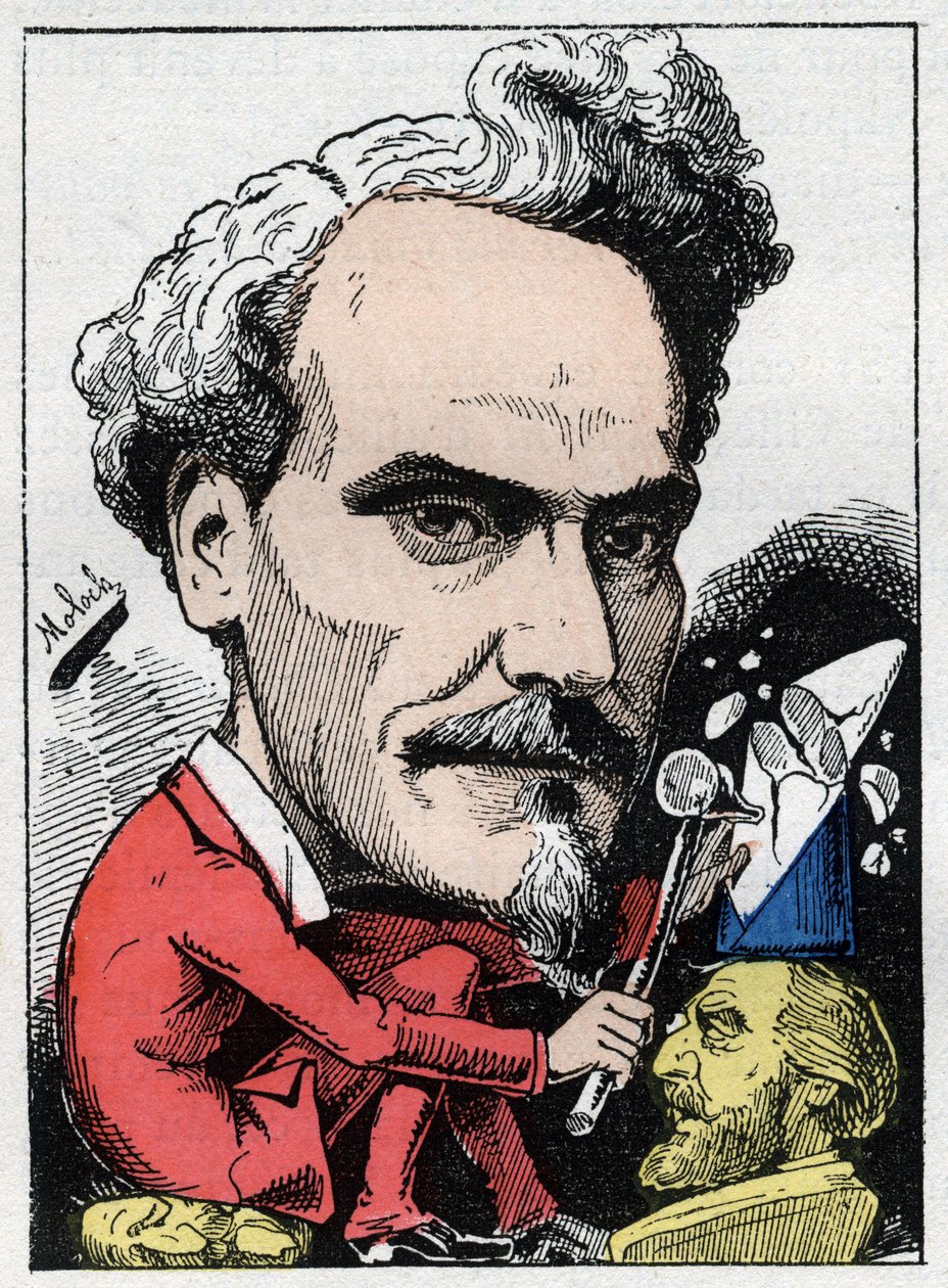 Portrett av Henri de Rochefort (1831-1913) Marquis de Rochefort, journalist, politiker og forfatter i "Le Trombinoscope" "av Touchatout, tegneserie av B. Moloch fra 1882 (1849-1909). Privat samling. av Moloch