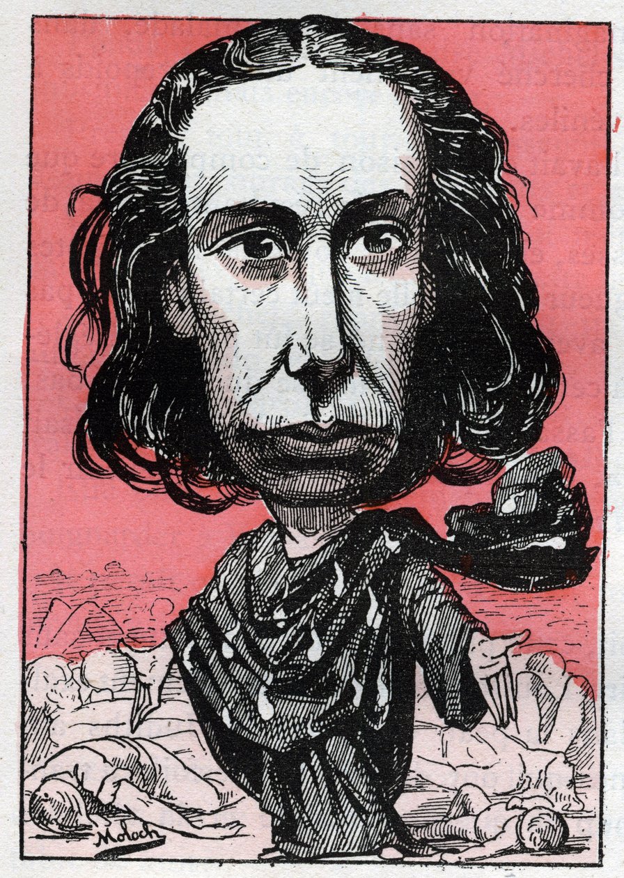Portrett av Louise Michel (1830-1905), lærer, arbeideraktivist, anarkist, med kallenavnet "Louve Rouge"" av Moloch