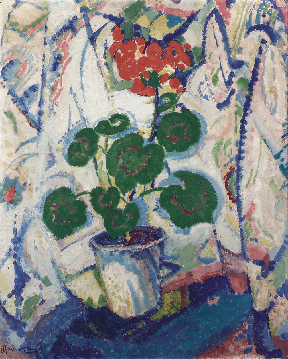 Blomsterstilleben, ca. 1914-16 (olje om bord) av Mommie Schwarz