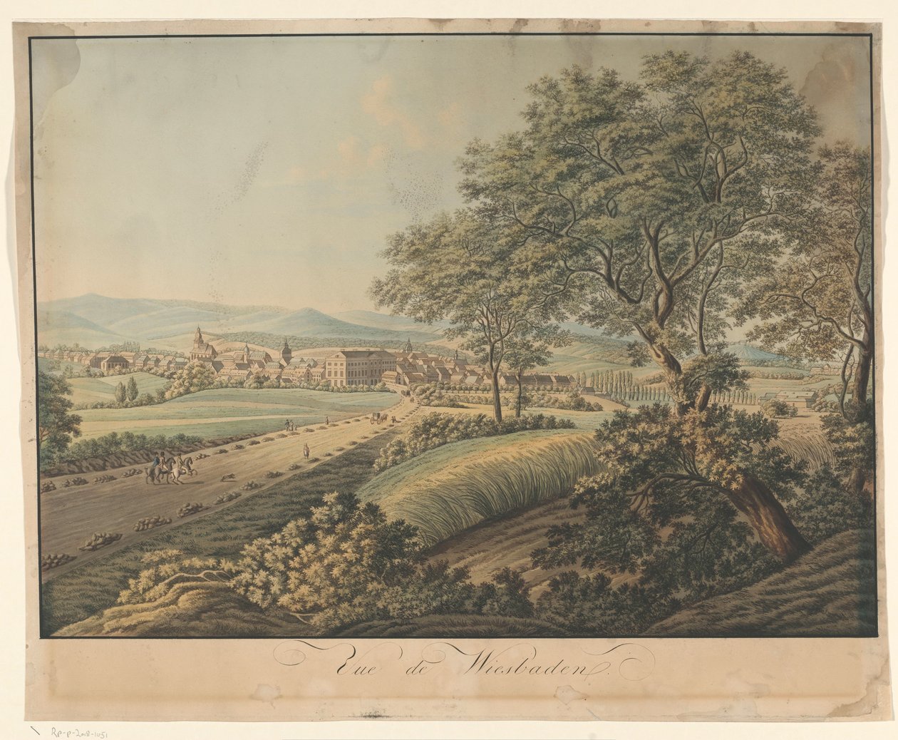 Utsikt over Wiesbaden Vue de Wiesbaden (tittel på objekt) av Monogrammist DS (graveur)