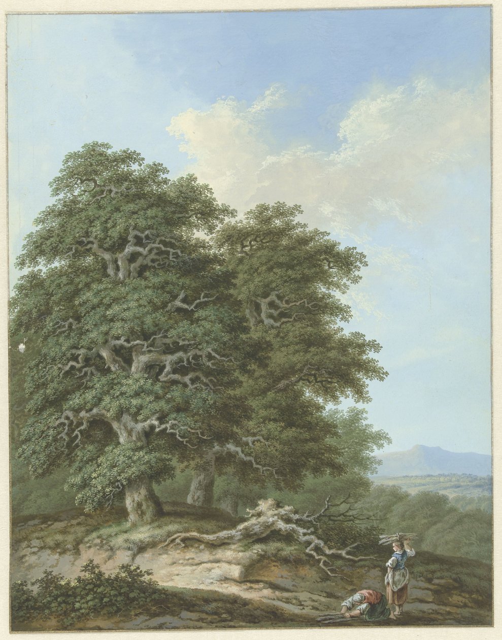 Landskap med to kvinner med fagter av Monogrammist FWH (possibly)