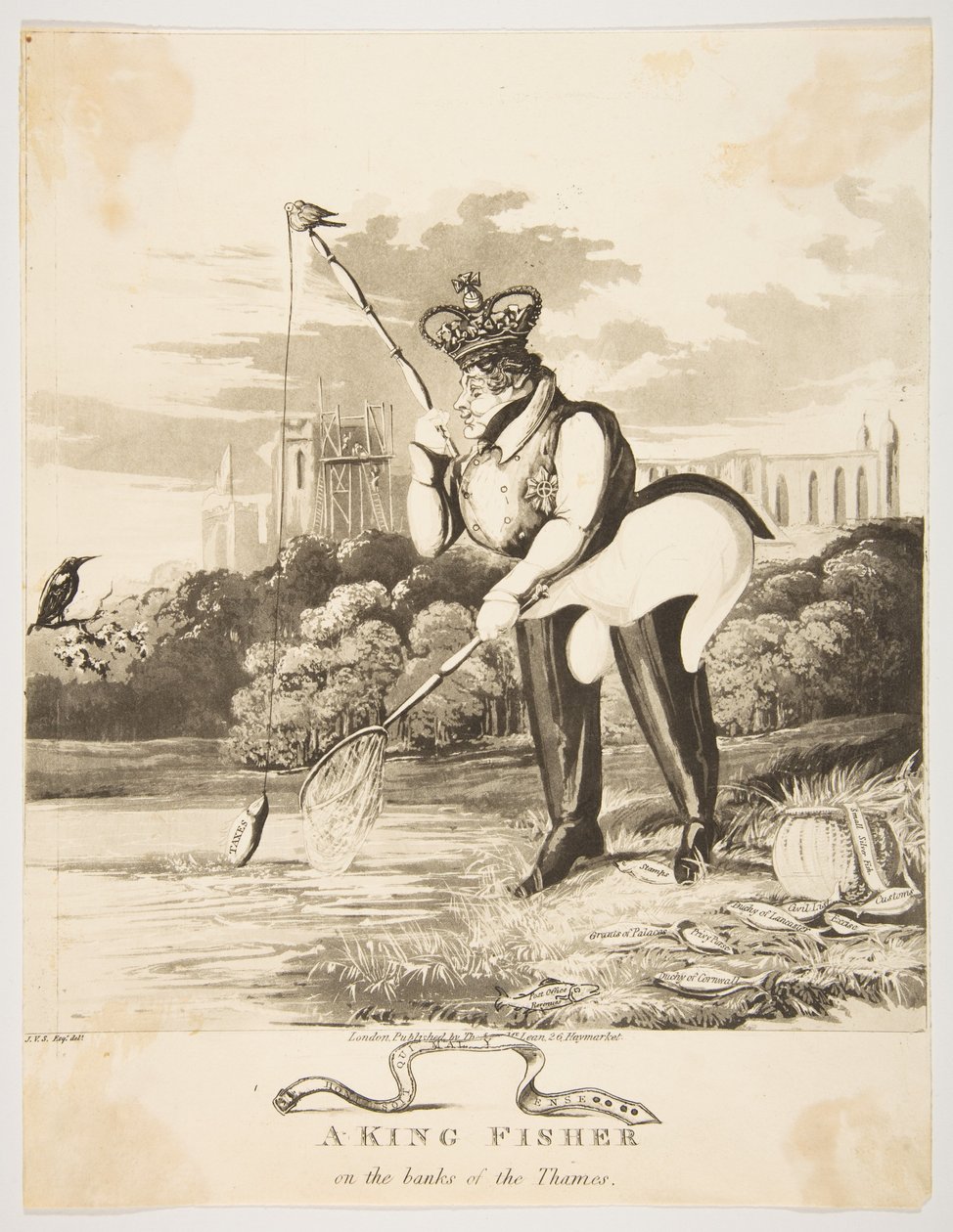 A King Fisher på Themsen, 1827. av Monogrammist JVS