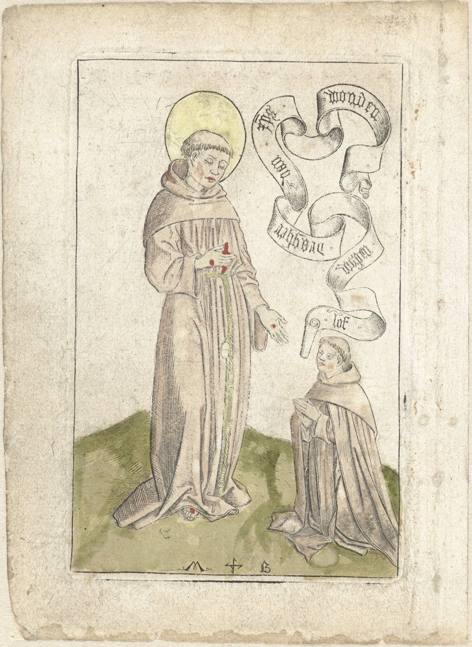 Saint Francis med knelende fransiskaner av Monogrammist MB (Nederlanden)