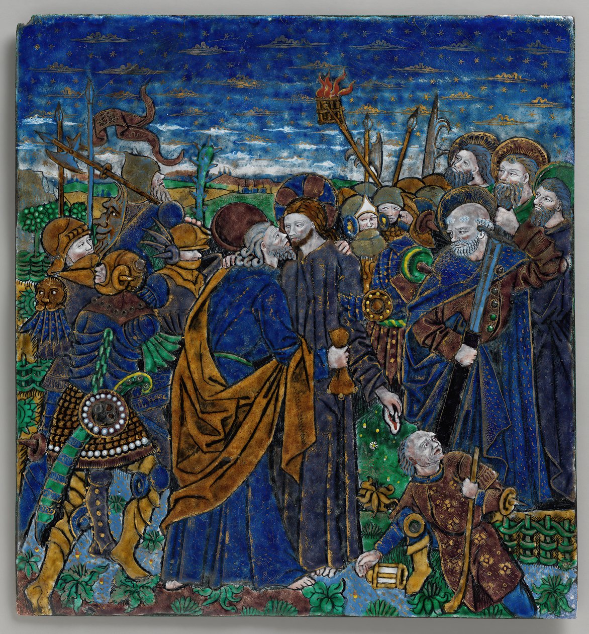 Plakett med The Betrayal of Christ, fransk, 1400-tallet. av Monvaerni