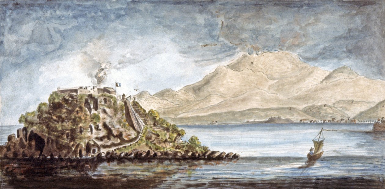 Martinique. Utsikt over Fort Francais, ca. 1810-1815 (akvarell) av Moreau de Jones