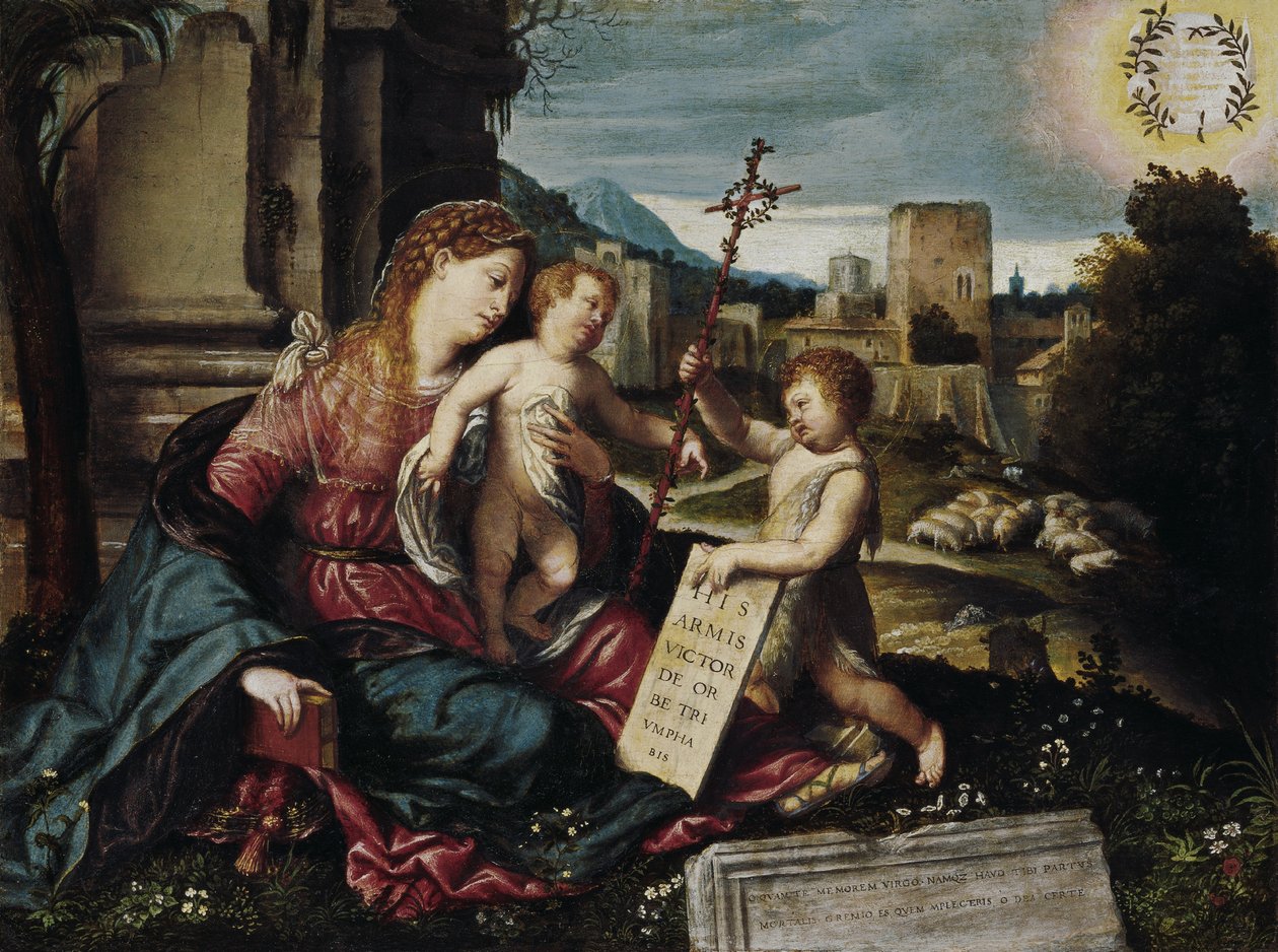 Madonna med Child and the Young St John av Moretto da Brescia