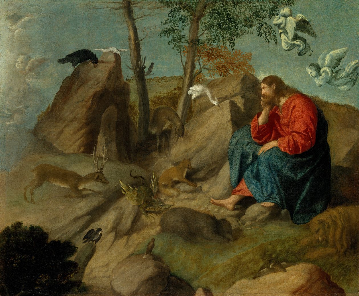 Kristus i villmarken, ca. 1515-20. av Moretto da Brescia