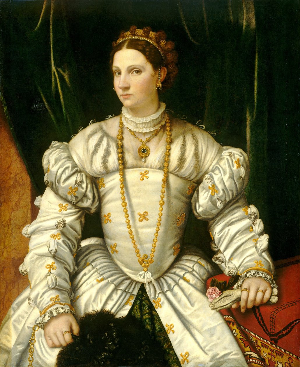 Portrett av en dame i hvitt, ca. 1540. av Moretto da Brescia