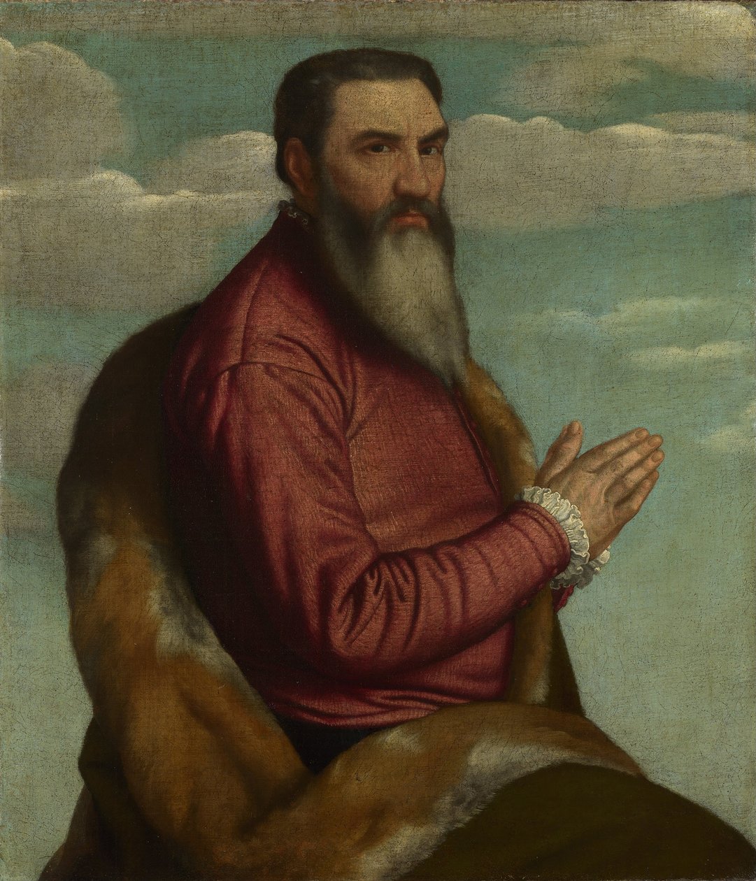Bønnemann med langt skjegg, ca 1545 av Moretto da Brescia